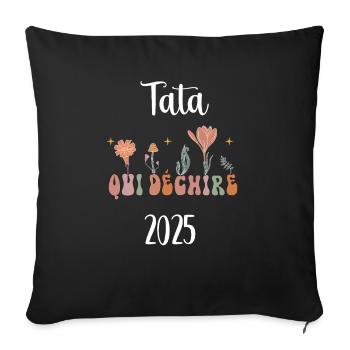 Auntie 2025 Tearing Flowers Pregnancy Announcement - Sofa pillowcase 17,3'' x 17,3'' (45 x 45 cm) - black - Front