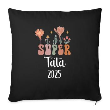 Auntie 2025 Super Flowers Pregnancy Announcement - Sofa pillowcase 17,3'' x 17,3'' (45 x 45 cm) - black - Front