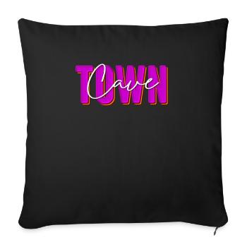 Cave Town Schriftzug in Neonfarben mit Modernem - Sofakissenbezug 45 x 45 cm - Schwarz - Vorne