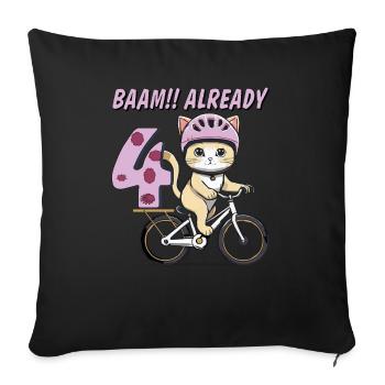 VÉLO CHAT BAAM !! DÉJÀ QUATRE - Housse de coussin décorative 45 x 45 cm - noir - Devant