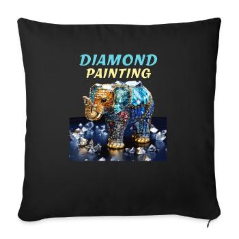 DIAMONDS ELEPHANT DIAMOND PAINTING - Sofa pillowcase 17,3'' x 17,3'' (45 x 45 cm) - black - Front