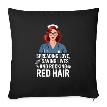 Readhead Nurse Hospital Red Hair RN Ginger Nursing - Sofa pillowcase 17,3'' x 17,3'' (45 x 45 cm) - black - Front