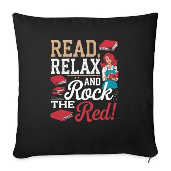 Redhead Bookworm Ginger Hair Reading Books - Sofa pillowcase 17,3'' x 17,3'' (45 x 45 cm) - black - Front