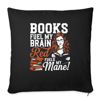 Redhead Bookworm Ginger Hair Reading Books - Sofa pillowcase 17,3'' x 17,3'' (45 x 45 cm) - black - Front