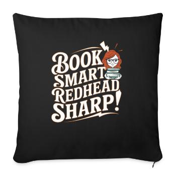 Redhead Bookworm Ginger Hair Reading Books - Sofa pillowcase 17,3'' x 17,3'' (45 x 45 cm) - black - Front
