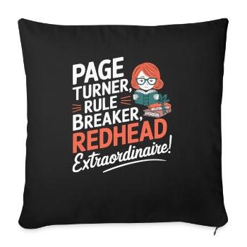 Redhead Bookworm Ginger Hair Reading Books - Sofa pillowcase 17,3'' x 17,3'' (45 x 45 cm) - black - Front