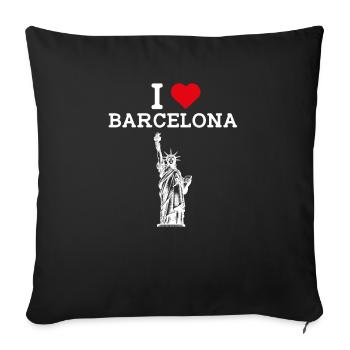 J’aime le drapeau de Barcelone coeur statue de la liberté jeu de mots - Housse de coussin décorative 45 x 45 cm - noir - Devant