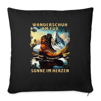 HIKING SHOE ON THE FOOT SUN IN THE HEART - Sofa pillowcase 17,3'' x 17,3'' (45 x 45 cm) - black - Front