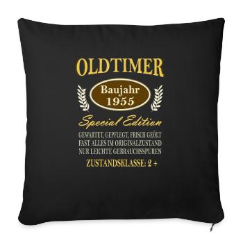 Rond Anniversaire 70 Ans Vintage 1955 Voiture Classique - Housse de coussin décorative 45 x 45 cm - noir - Devant
