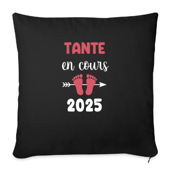 Ongoing Aunt 2025 Pregnancy Announcement - Sofa pillowcase 17,3'' x 17,3'' (45 x 45 cm) - black - Front