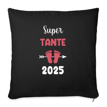 Super Aunt 2025 Pregnancy Announcement - Sofa pillowcase 17,3'' x 17,3'' (45 x 45 cm) - black - Front