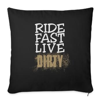 ROULEZ VITE, VIVEZ SALE – VTT - Motocross - Housse de coussin décorative 45 x 45 cm - noir - Devant