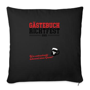 Gästebuch Richtfest 2025 Hausbau Bauherren Einzug - Sofakissenbezug 45 x 45 cm - Schwarz - Vorne