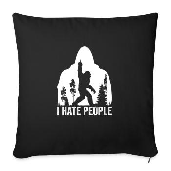 "I Hate People – Funny Statement Shirt" - Sofa pillowcase 17,3'' x 17,3'' (45 x 45 cm) - black - Front