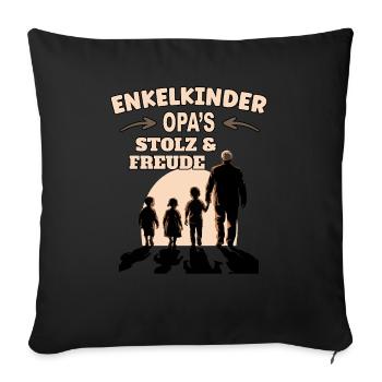 Petits-enfants - La fierté et la joie de grand-père - Housse de coussin décorative 45 x 45 cm - noir - Devant