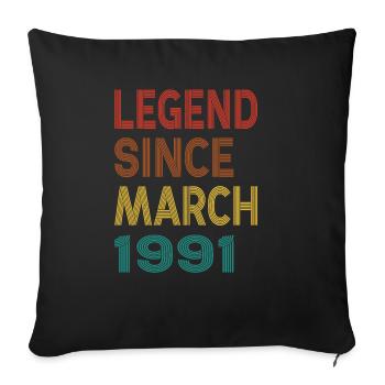 Vintage Legend Since March 1991, 34th birthday - Sofa pillowcase 17,3'' x 17,3'' (45 x 45 cm) - black - Front