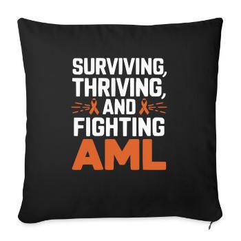 Orange Ribbon Acute Myeloid Leukemia Awareness - Sofa pillowcase 17,3'' x 17,3'' (45 x 45 cm) - black - Front