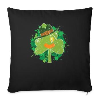 Saint Patrick Trèfle Irlande St Patrick s Day 2025 - Housse de coussin décorative 45 x 45 cm - noir - Devant