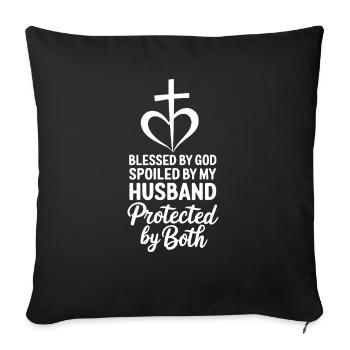 by God by my husband - Sofa pillowcase 17,3'' x 17,3'' (45 x 45 cm) - black - Front