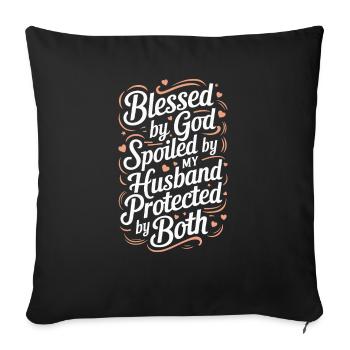by God by my husband - Sofa pillowcase 17,3'' x 17,3'' (45 x 45 cm) - black - Front