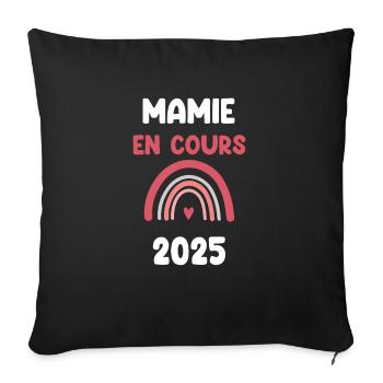 2025 mamie en cours annonce grossesse - Housse de coussin décorative 45 x 45 cm - noir - Devant