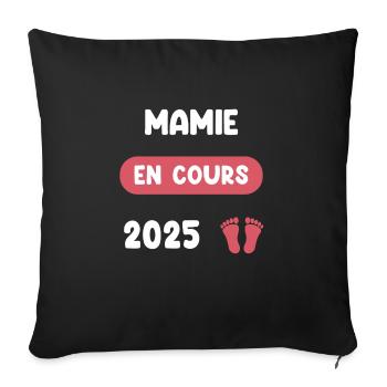 en cours 2025 mamie annonce grossesse - Housse de coussin décorative 45 x 45 cm - noir - Devant