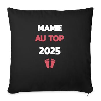 mamie au top 2025 annonce grossesse - Housse de coussin décorative 45 x 45 cm - noir - Devant