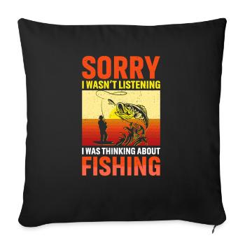 Thinking About Fishing - Sofa pillowcase 17,3'' x 17,3'' (45 x 45 cm) - black - Front