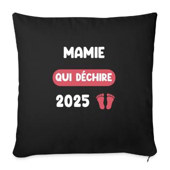 qui déchire 2025 mamie annonce grossesse - Housse de coussin décorative 45 x 45 cm - noir - Devant
