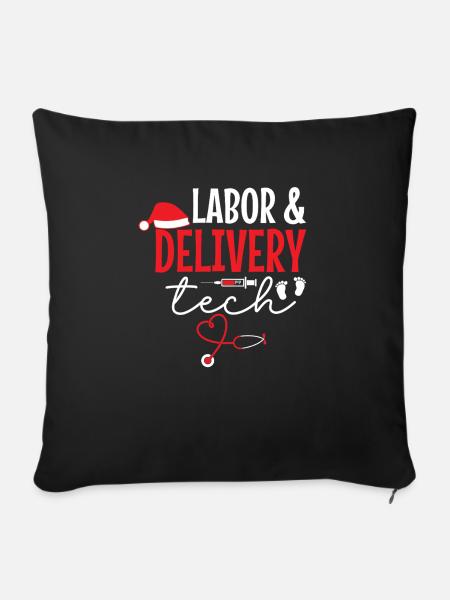 L&D Tech Weihnachtsmann Weihnachtsmütze - Sofakissenbezug 45 x 45 cm - Schwarz