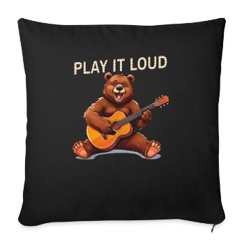 BEAR GUITAR PLAY IT LOUD - Sofa pillowcase 17,3'' x 17,3'' (45 x 45 cm) - black - Front