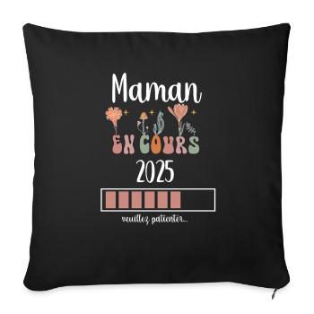 Mama 2025 Laufende Blumen Schwangerschaft Ankündigung - Sofakissenbezug 45 x 45 cm - Schwarz - Vorne