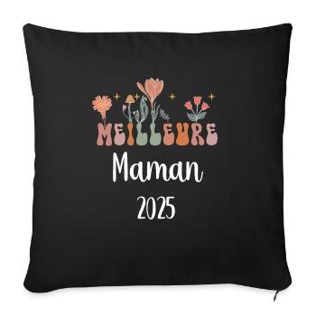 Mom 2025 Best Flowers Pregnancy Announcement - Sofa pillowcase 17,3'' x 17,3'' (45 x 45 cm) - black - Front