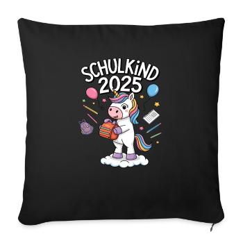 Schulkind 2025 Einschulung Schulanfang - Sofakissenbezug 45 x 45 cm - Schwarz - Vorne