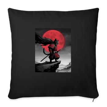 Kriegerkatze Japanische Katze Samurai Katze - Sofakissenbezug 45 x 45 cm - Schwarz - Vorne