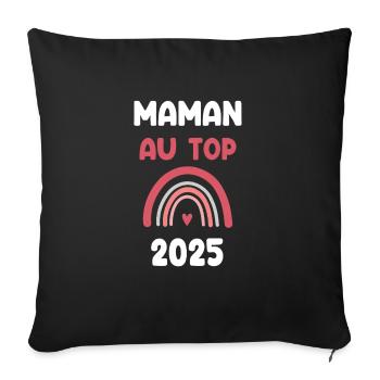 2025 maman au top annonce grossesse - Housse de coussin décorative 45 x 45 cm - noir - Devant