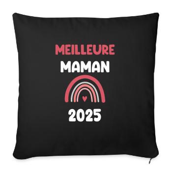2025 maman meilleure annonce grossesse - Housse de coussin décorative 45 x 45 cm - noir - Devant