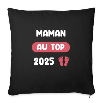 au top 2025 maman annonce grossesse - Housse de coussin décorative 45 x 45 cm - noir - Devant