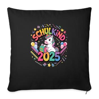 School Child 2025 School Enrollment Back to School - Sofa pillowcase 17,3'' x 17,3'' (45 x 45 cm) - black - Front