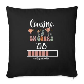 Cousin 2025 Ongoing Flowers Pregnancy Announcement - Sofa pillowcase 17,3'' x 17,3'' (45 x 45 cm) - black - Front
