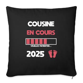 cousine en cours 2025 annonce grossesse - Housse de coussin décorative 45 x 45 cm - noir - Devant