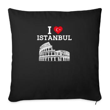 I Love Istanbul Cool Heart Flag Turkey Europe Pun - Sofa pillowcase 17,3'' x 17,3'' (45 x 45 cm) - black - Front
