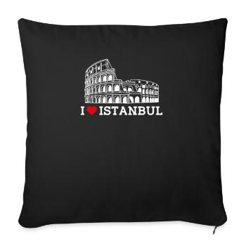 I Love Istanbul Colosseum Lover Heart Flag Turkey - Sofa pillowcase 17,3'' x 17,3'' (45 x 45 cm) - black - Front