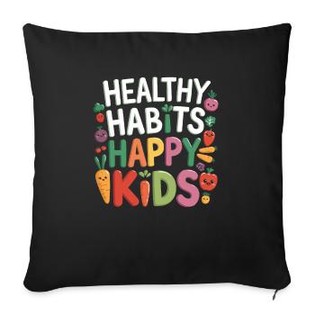 Healthy Eating Habits For Children Eat Green - Sofa pillowcase 17,3'' x 17,3'' (45 x 45 cm) - black - Front