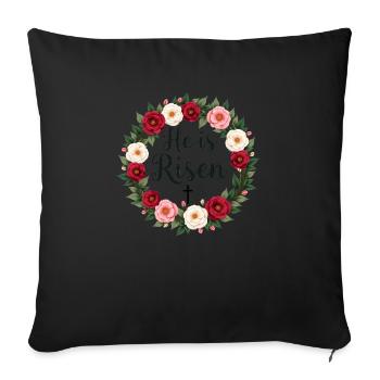 Happy Easter Flower Wreath He Is Risen Jesus - Sofa pillowcase 17,3'' x 17,3'' (45 x 45 cm) - black - Front