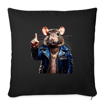 RAT raises index finger - Sofa pillowcase 17,3'' x 17,3'' (45 x 45 cm) - black - Front