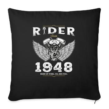 Pilote depuis 1948 - 77 ans de moteurs rugissants et - Housse de coussin décorative 45 x 45 cm - noir - Devant