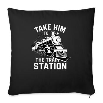 ZUG THE TRAIN STATION - Sofa pillowcase 17,3'' x 17,3'' (45 x 45 cm) - black - Front