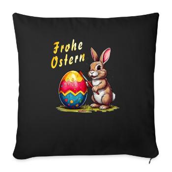 EASTER BUNNY Happy Easter Egg - Sofa pillowcase 17,3'' x 17,3'' (45 x 45 cm) - black - Front