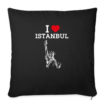 I Love Istanbul Cool Statue Of Liberty Heart Flag - Sofa pillowcase 17,3'' x 17,3'' (45 x 45 cm) - black - Front
